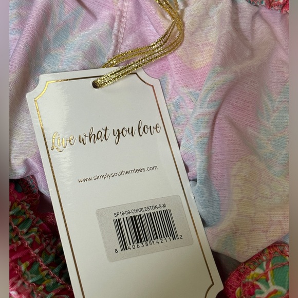 Simply Southern NWT Pineapple 🍍 print pink lounge shorts  S/M - Picture 7 of 9
